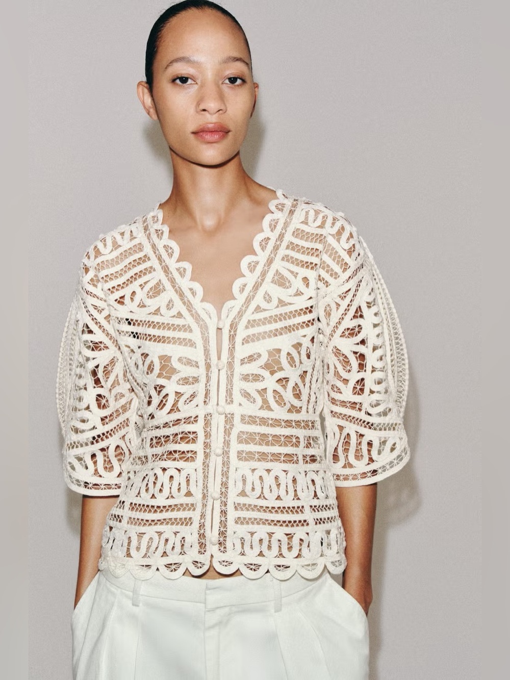 NWT Zara Woman Bloggers Fav ZW COLLECTION CROCHET TOP Size S Small